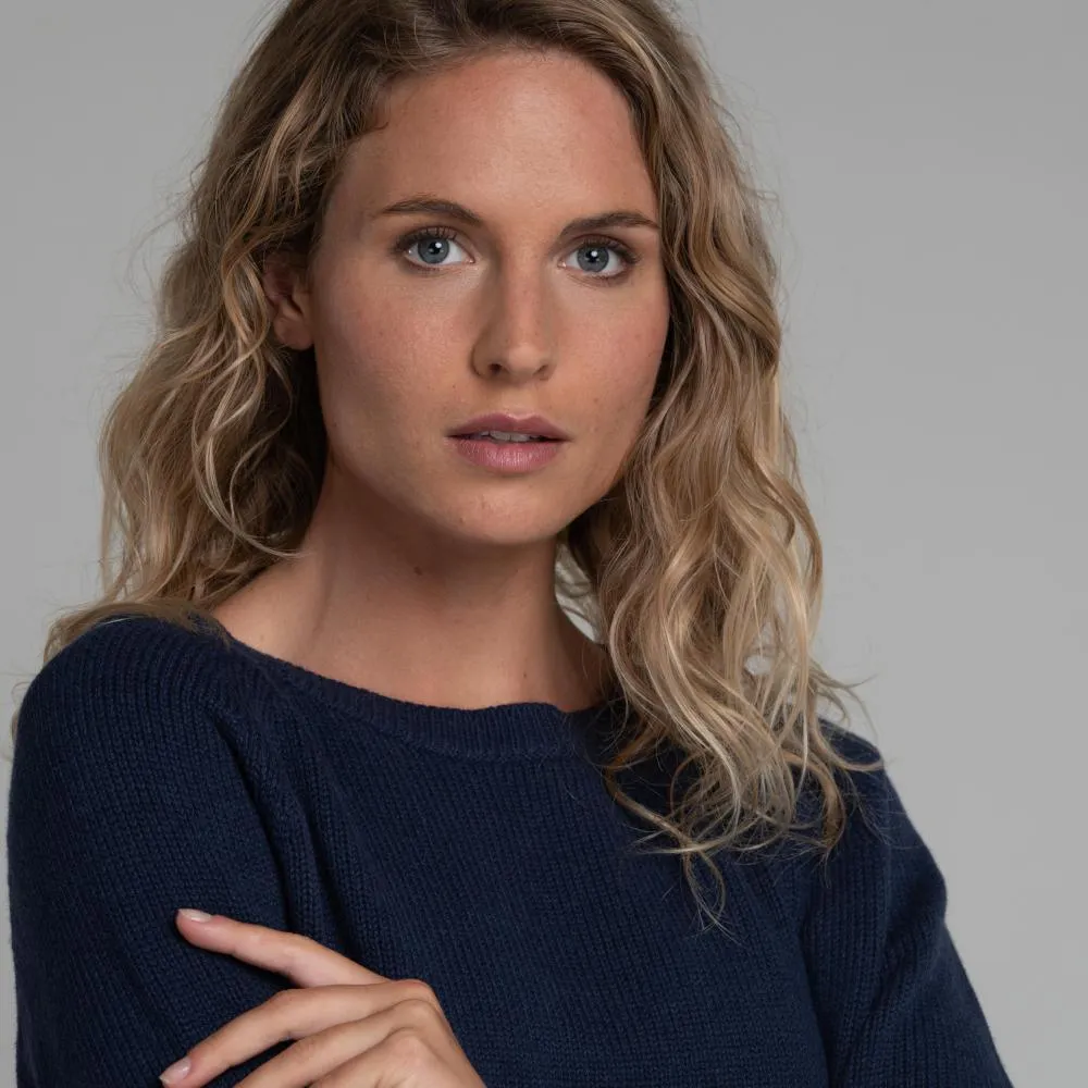 Schoffel Cornwall Cotton Crew Ladies Jumper - Washed Navy