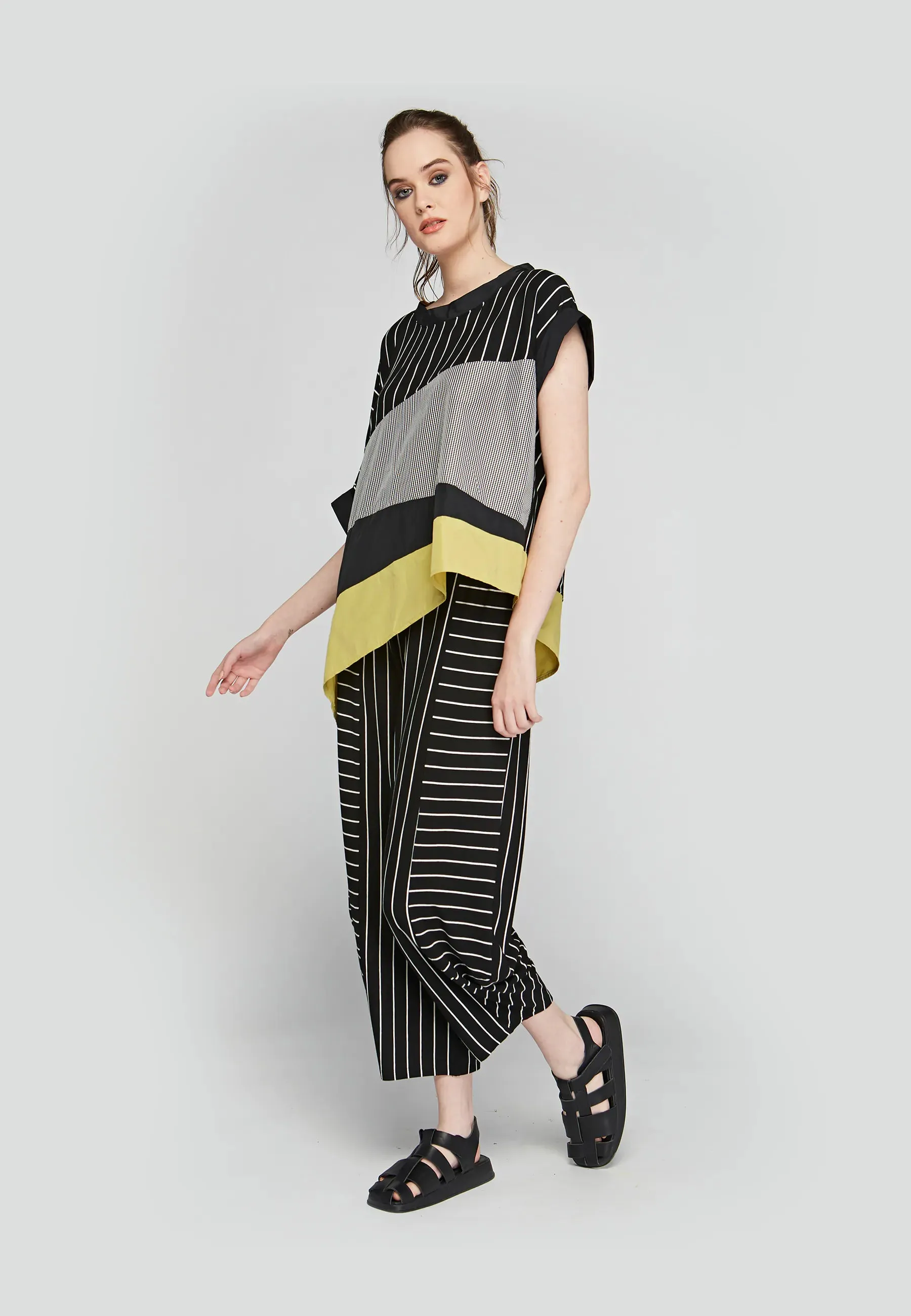 SOREN Striped, viscose jersey pants
