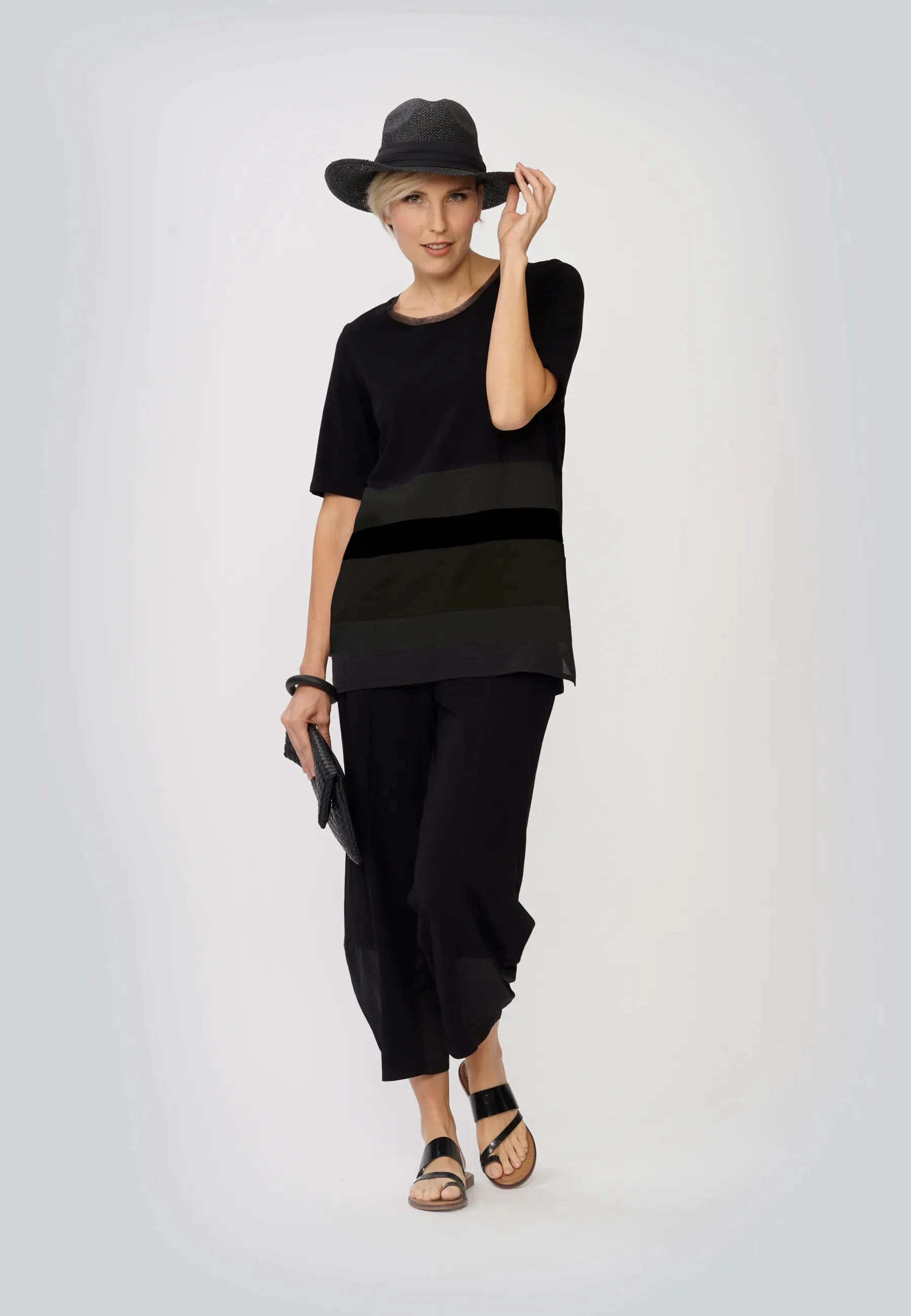 SOREN Striped, viscose jersey pants