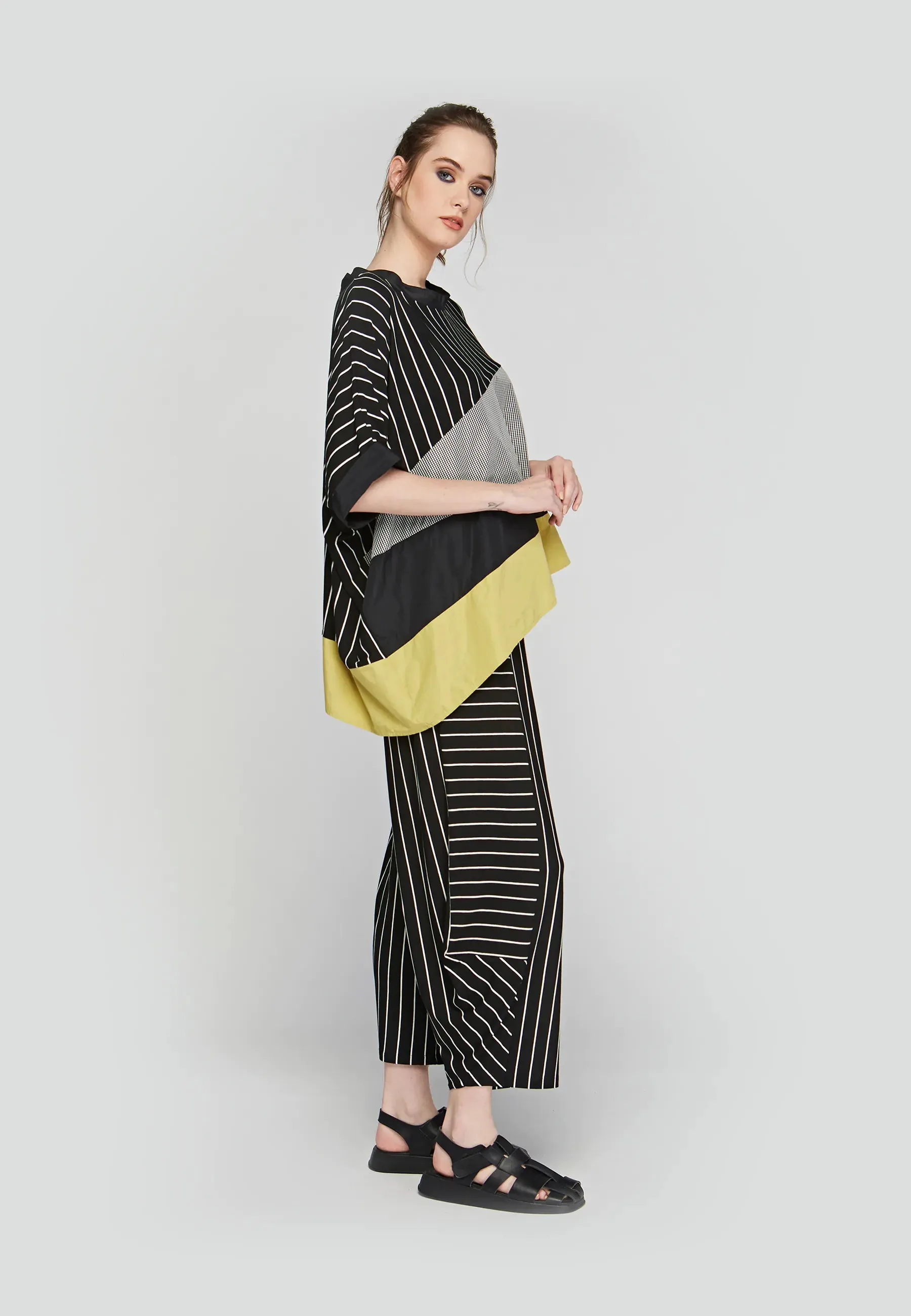 SOREN Striped, viscose jersey pants