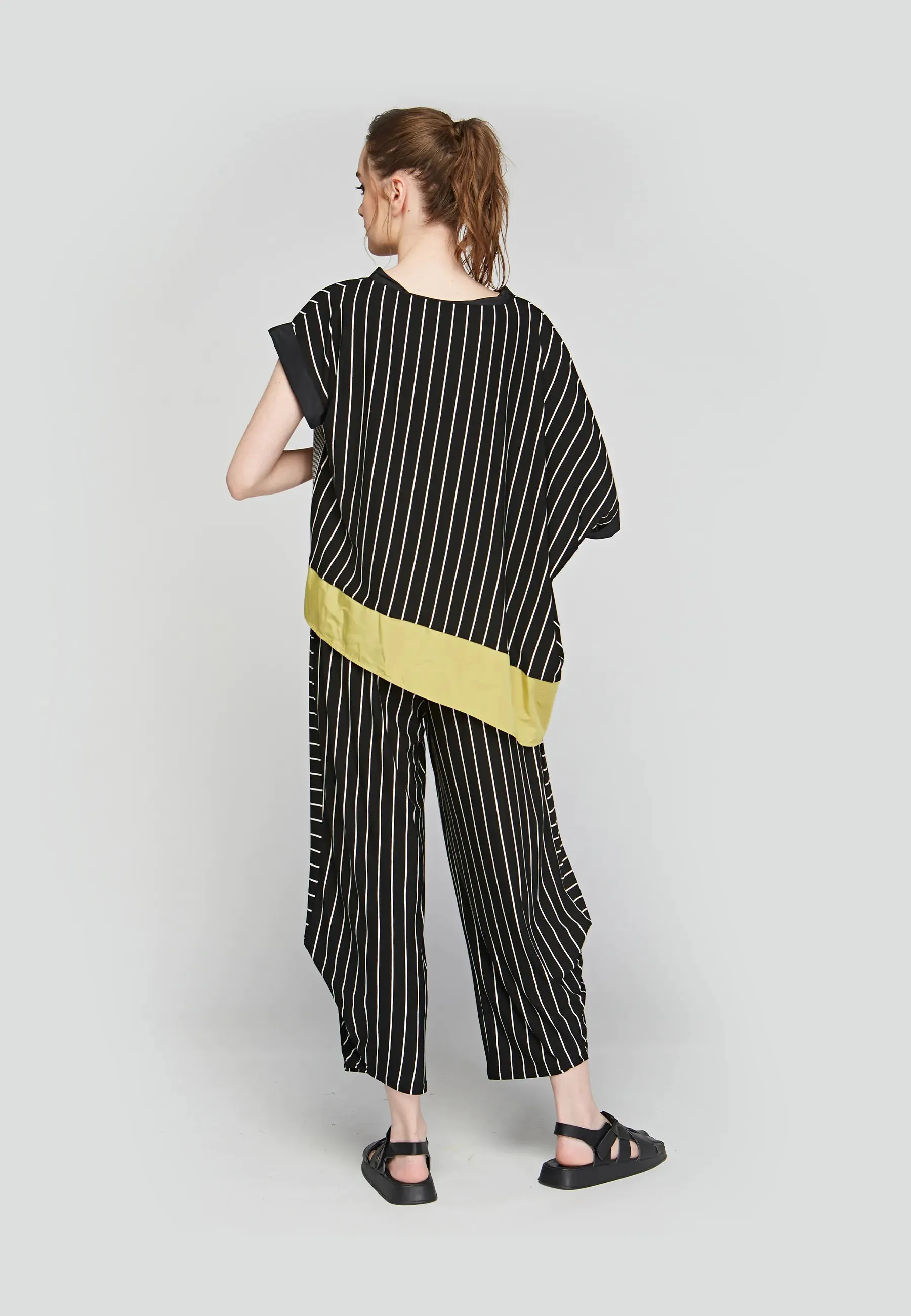 SOREN Striped, viscose jersey pants