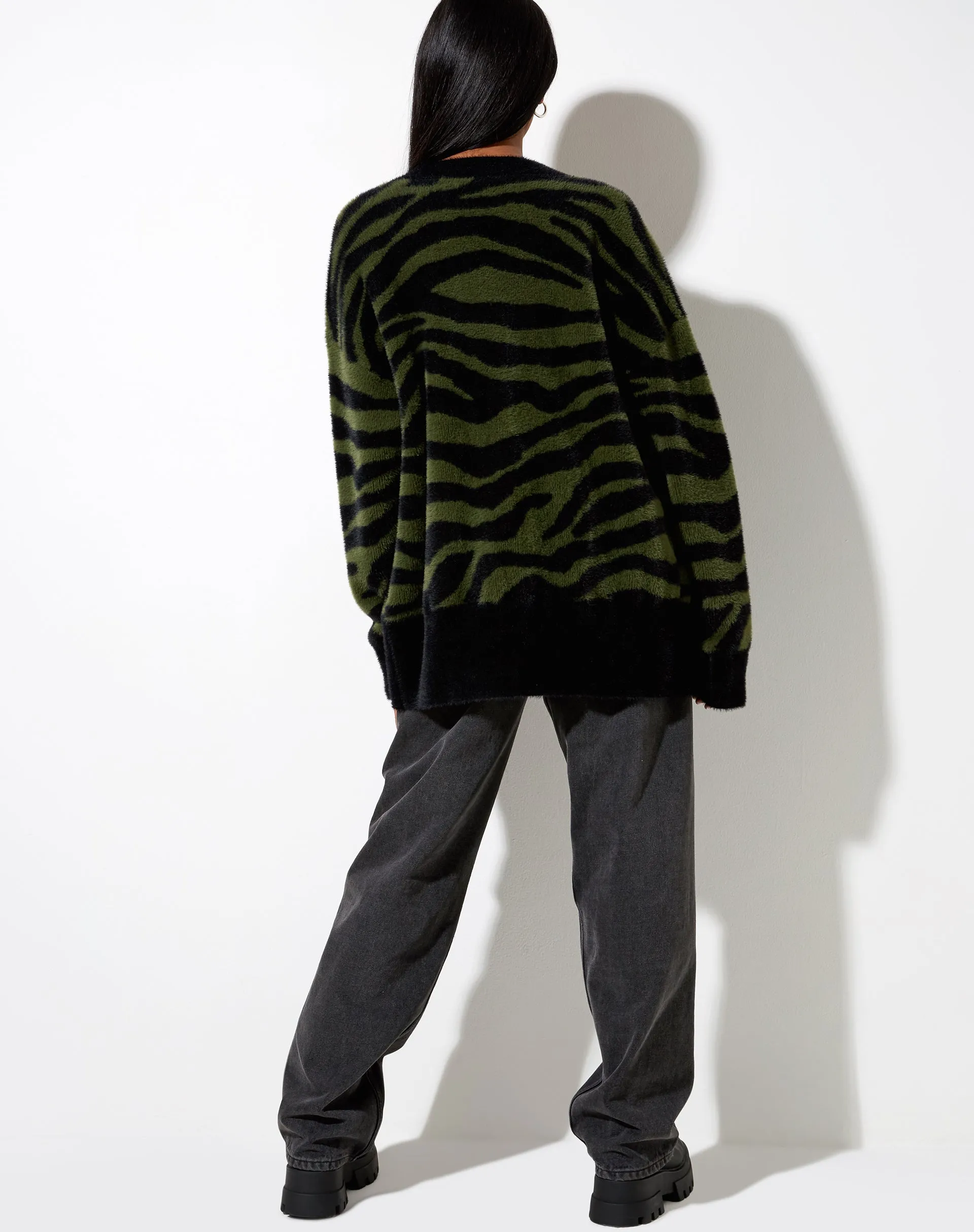 Uriela Cardi in Knit Zebra Olive and Black