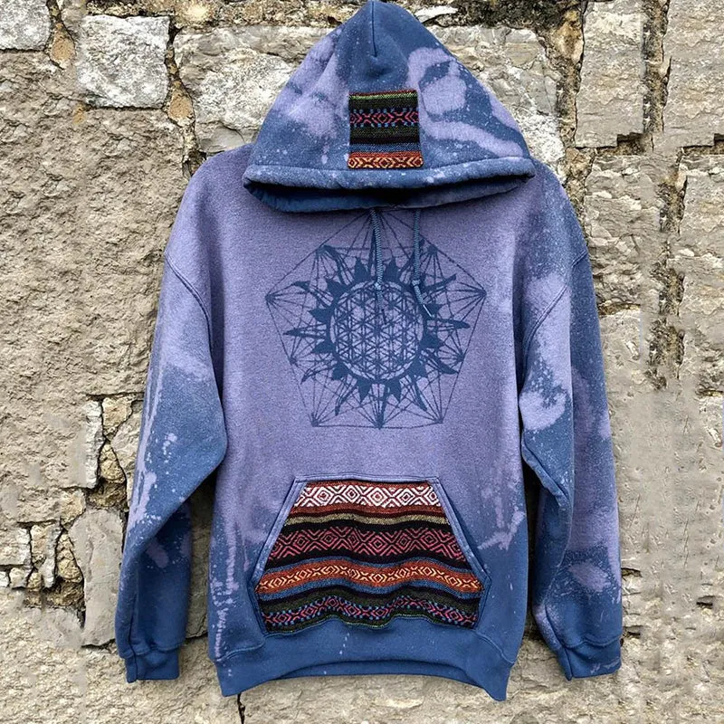 xiangtuibao New Casual Warm Pullover Tops Fashion Totem Printing Hooded Sweatshirt Autumn Winter Casual Long Sleeve Loose Hoodies Streetwear