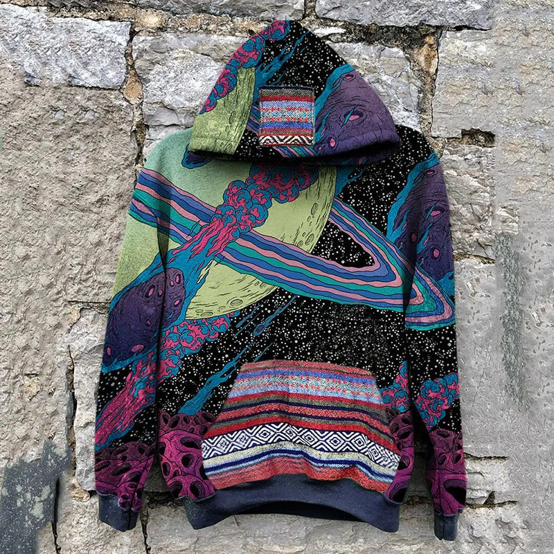 xiangtuibao New Casual Warm Pullover Tops Fashion Totem Printing Hooded Sweatshirt Autumn Winter Casual Long Sleeve Loose Hoodies Streetwear